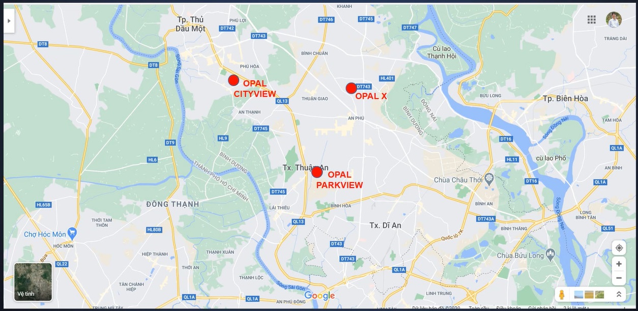 Vị trí dự án Opal Parkview Thuận An