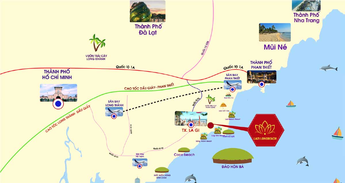 Vị trí dự án Lazi Long Beach Bình Thuận