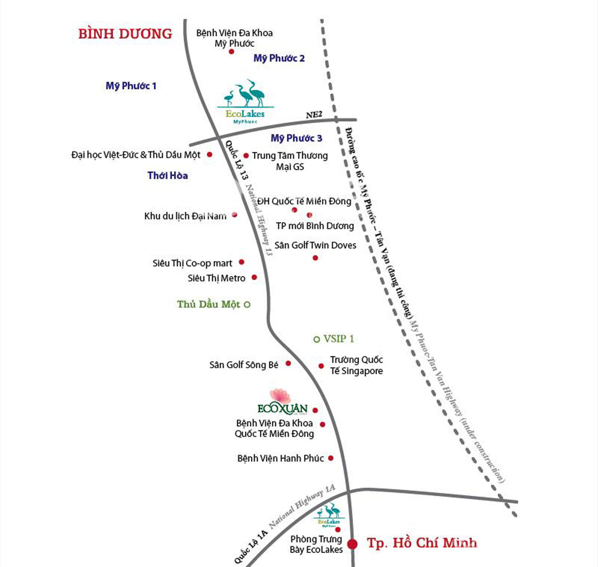 Vị trí Dự án Ecolakes Mỹ Phước