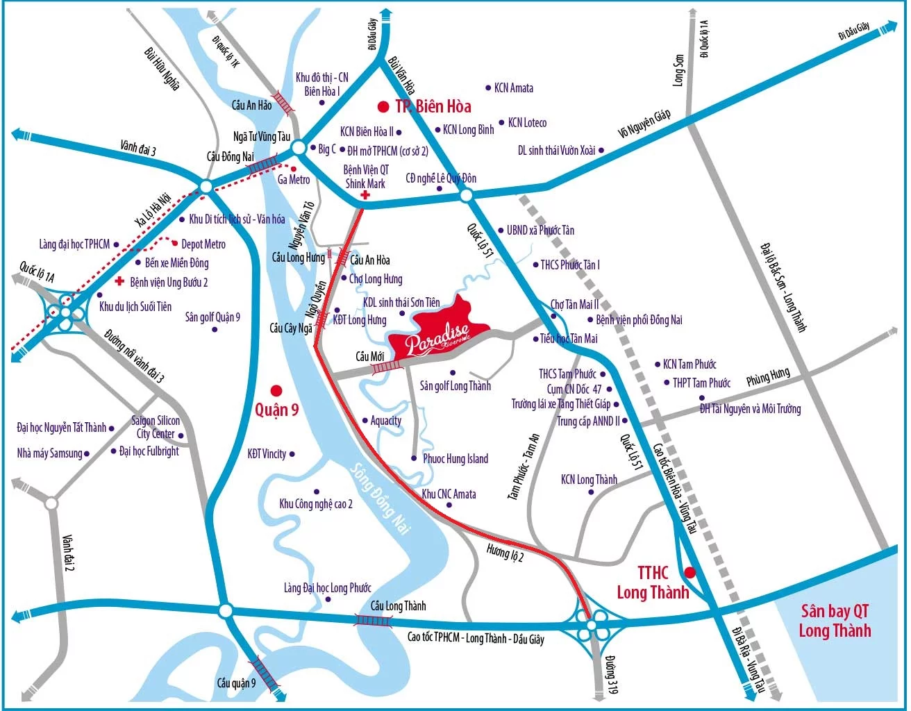 vi-tri-duong-huong-lo-2 Đẩy nhanh tiến độ triển khai Hương lộ 2 Biên Hòa, Đồng Nai - Tiến độ mới