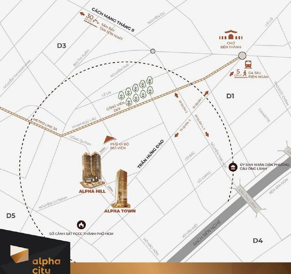 Vị trí dự án căn hộ Alpha Hill Cống Quỳnh Quận 1